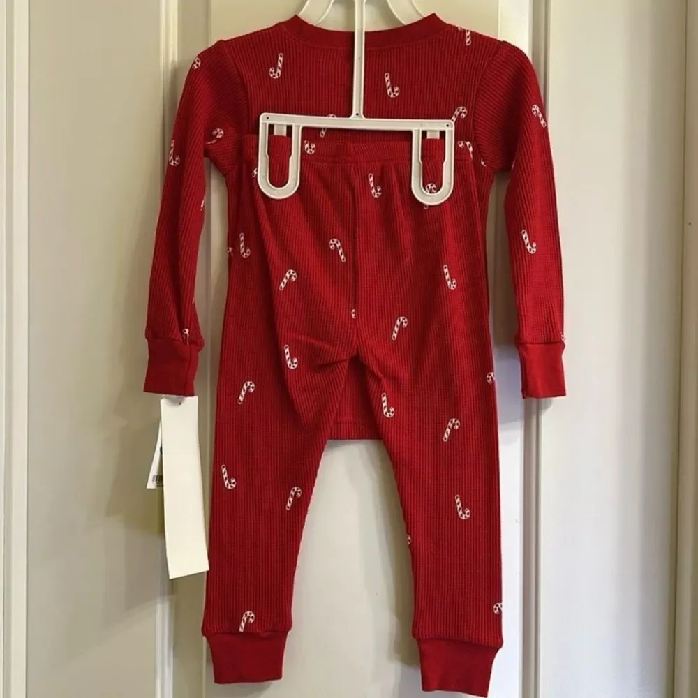 Carter’s Thermal Pajama Set NEW Red Candy Cane Christmas 2pc Set Size 24M